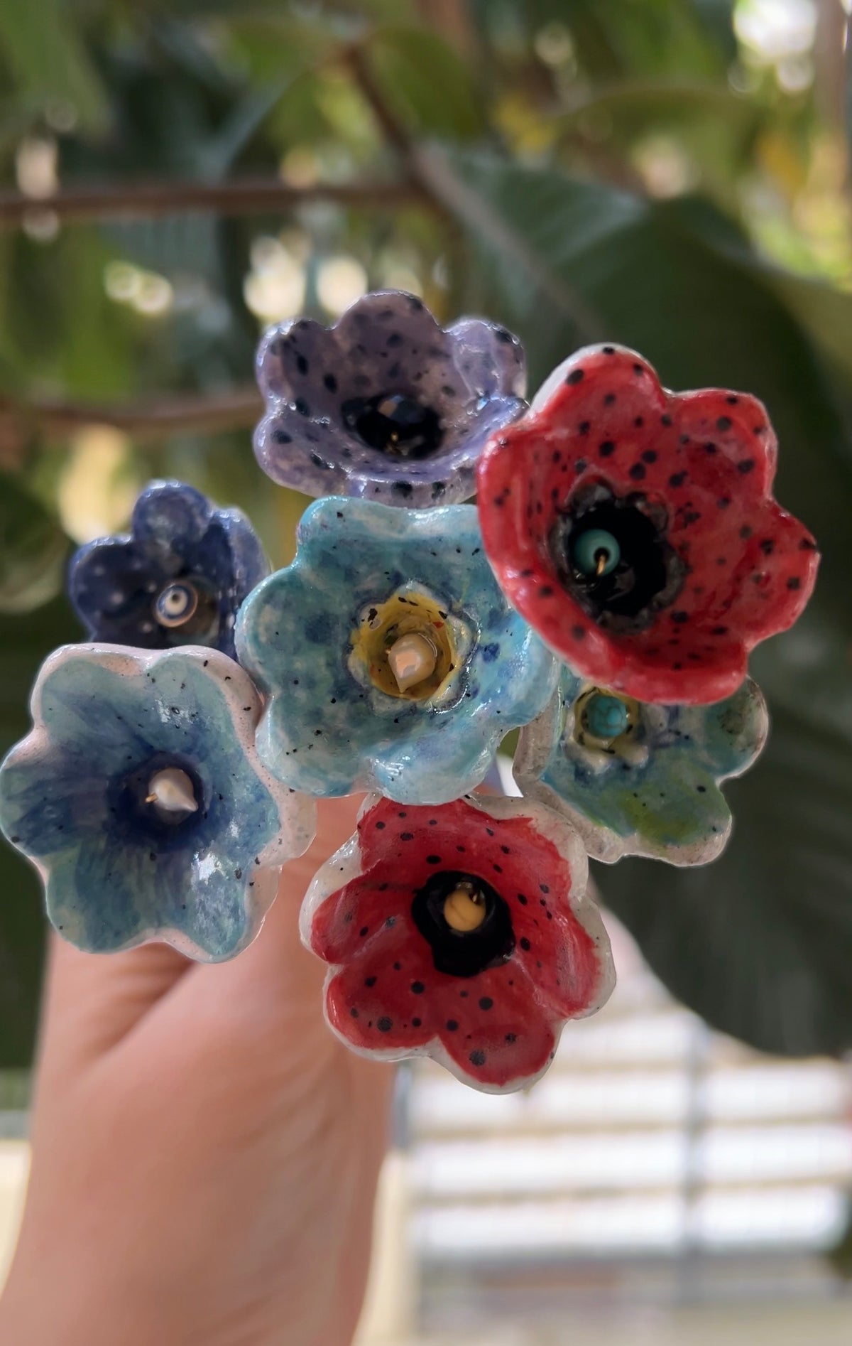 Artificial Ceramic Flowers Set Of 5