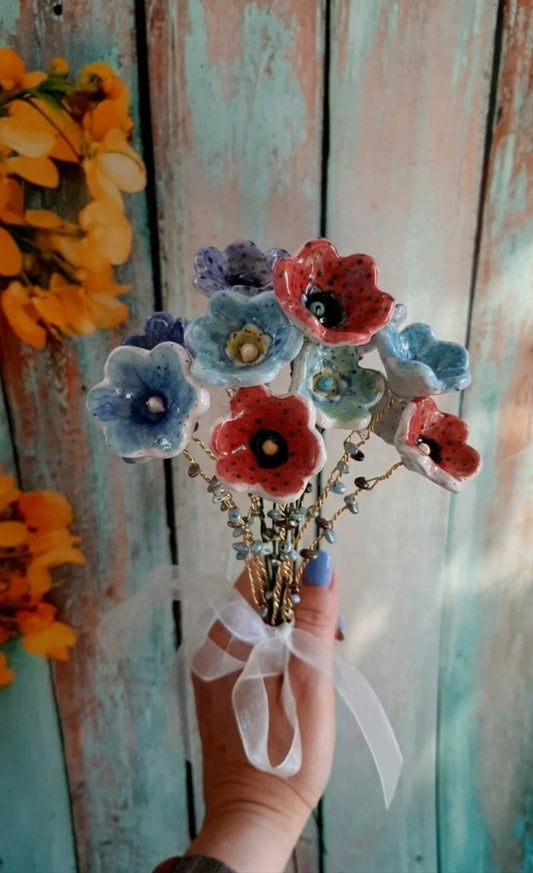 Artificial Ceramic Flowers Set Of 5