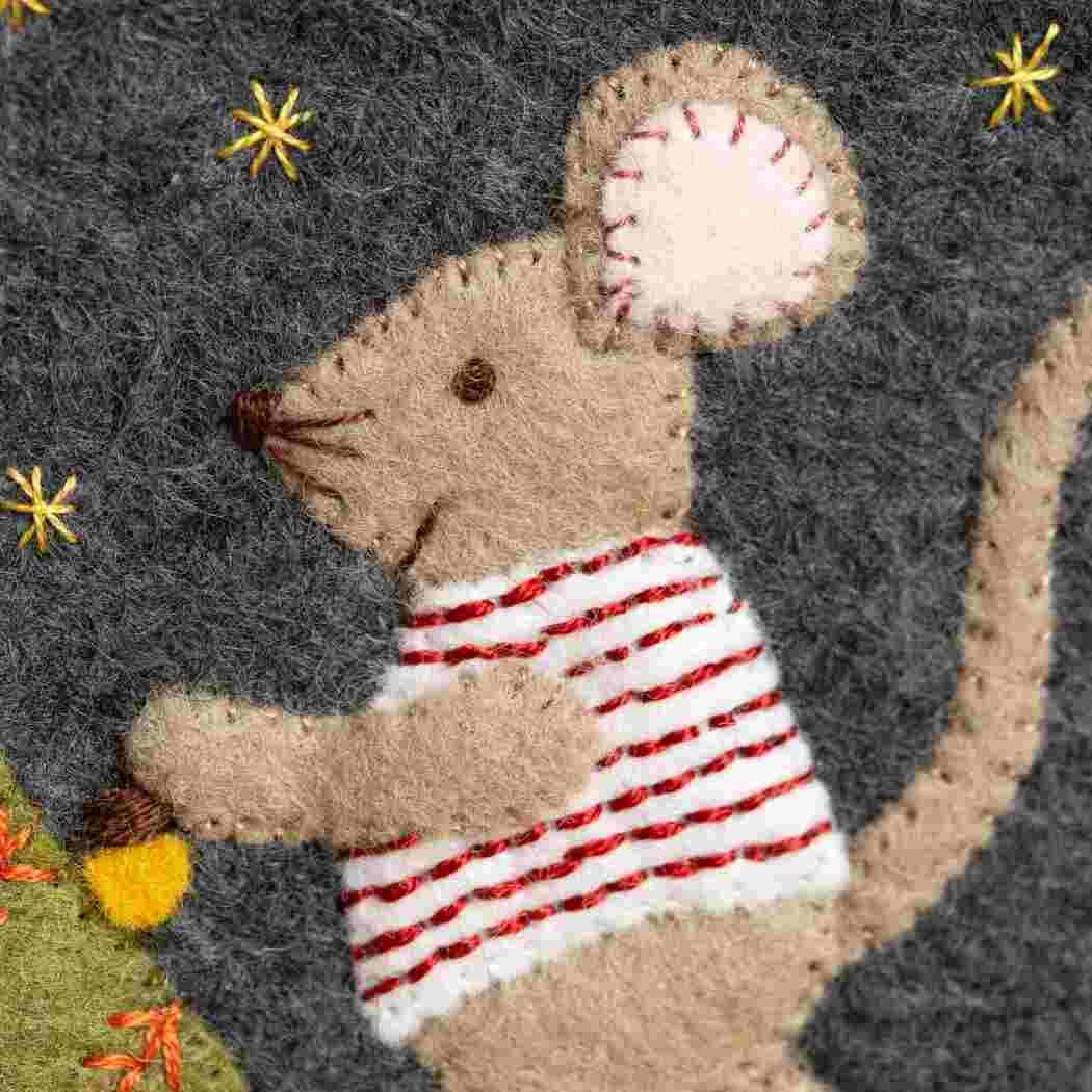 Christmas with the mouse family Felt appliqué Kit