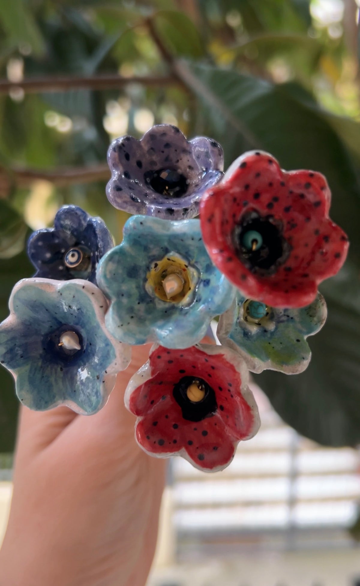 Artificial Ceramic Flowers Set Of 5