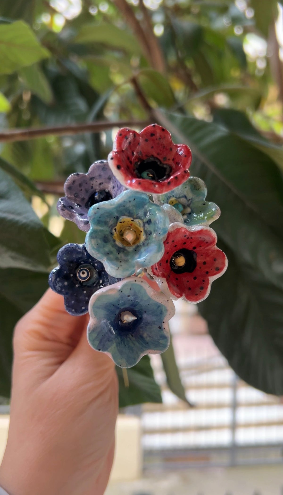 Artificial Ceramic Flowers Set Of 5