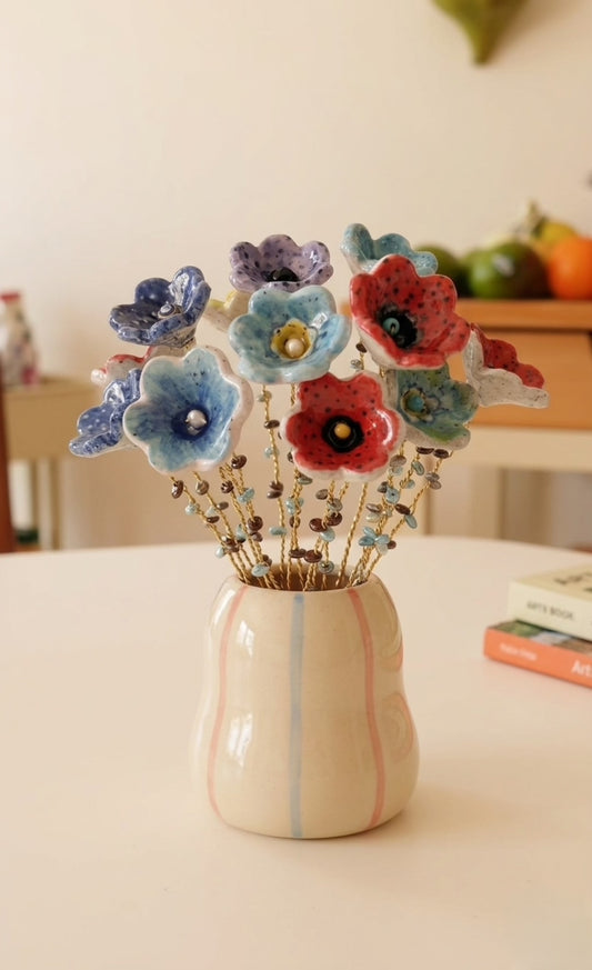Artificial Ceramic Flowers Set Of 5
