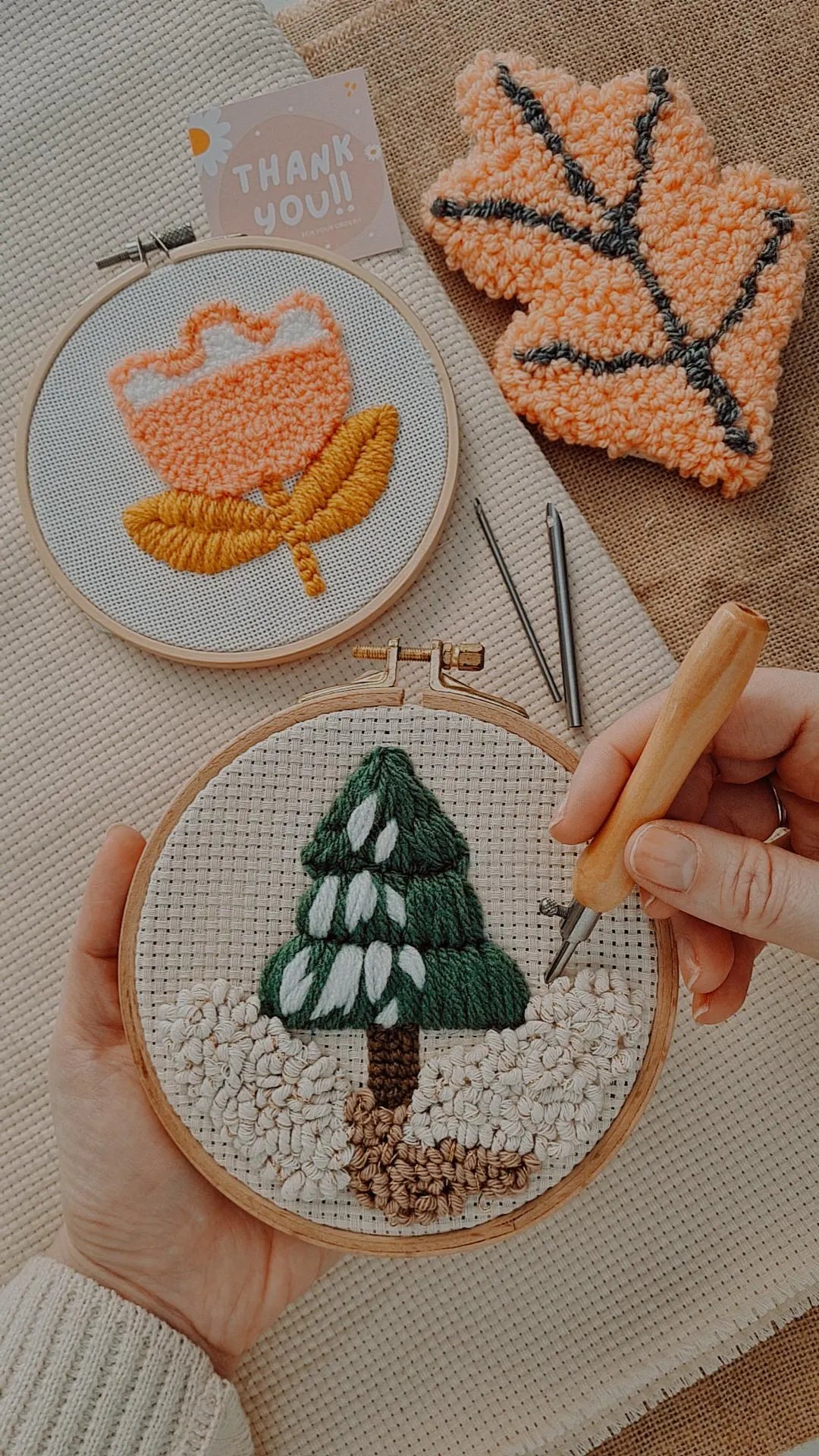 Punch Needle Ύφασμα ||GR Monk's Cloth White & Natural || Εταμίνα Κεντήματος ||Αραιής Ύφανσης #2